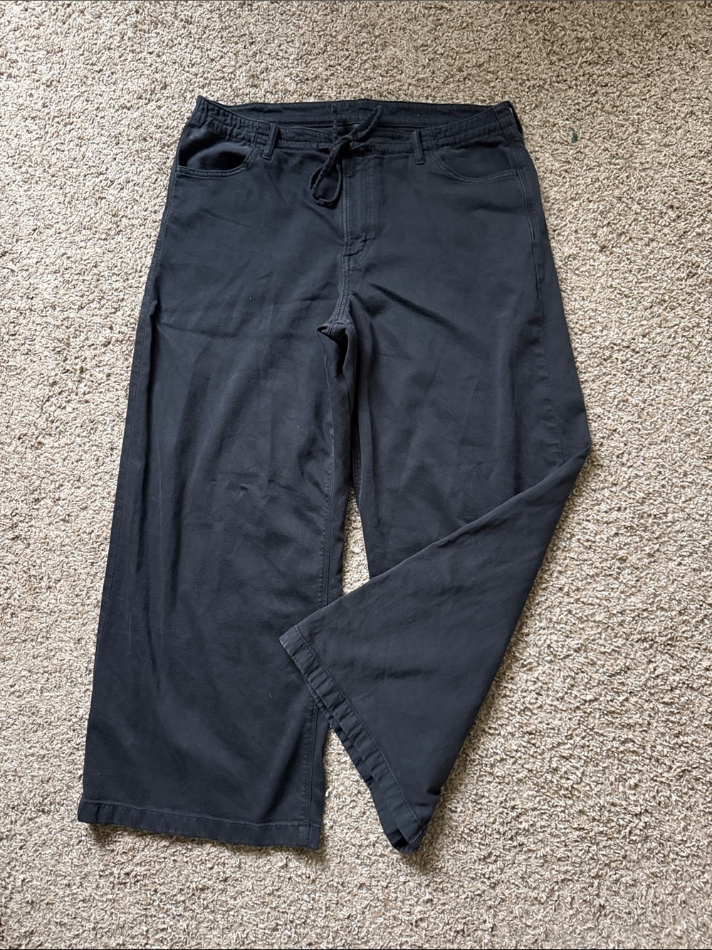 American Eagle Outfitters Drawstring Black Ultra Wide Leg Pants